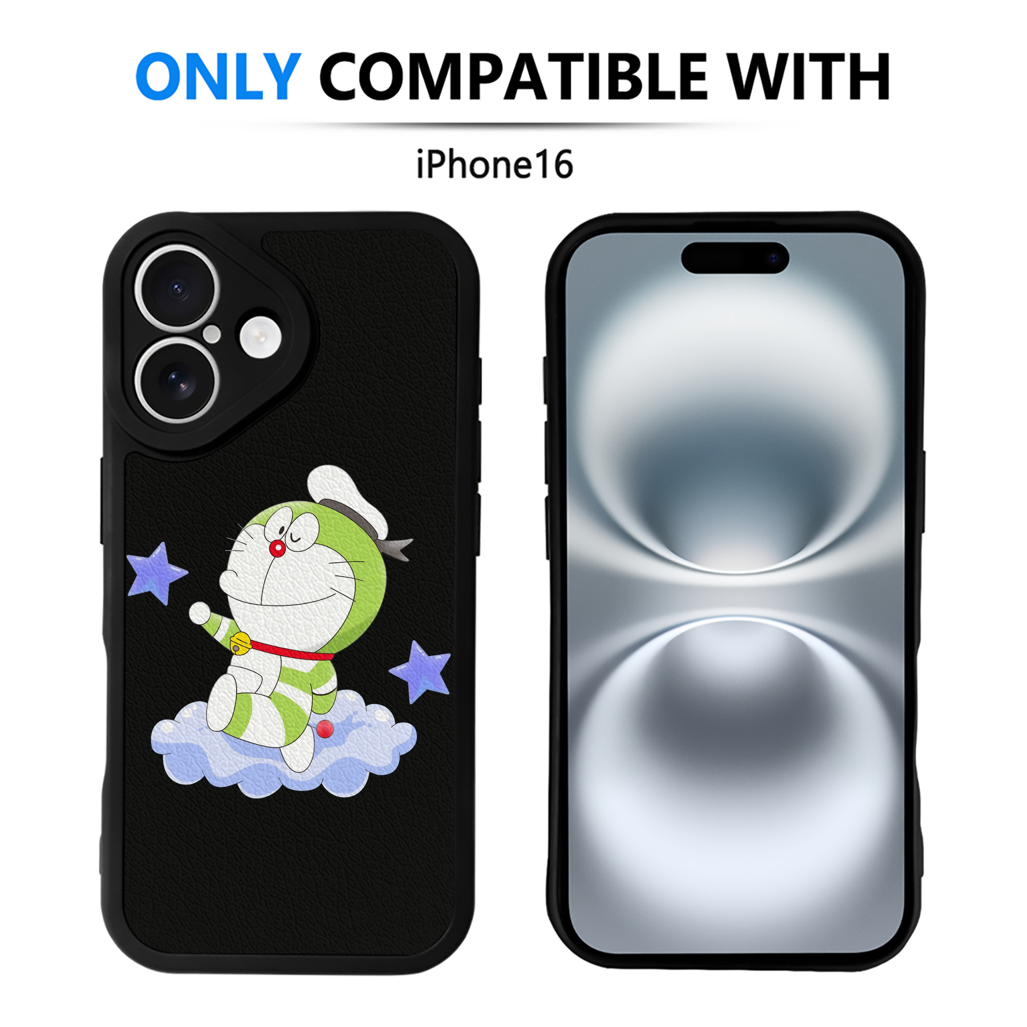 （画像用） ドラえもん Doraemon 【iPhone 16シリーズ対応】シリコンスマホケース（レザー調） 材質：シリコン